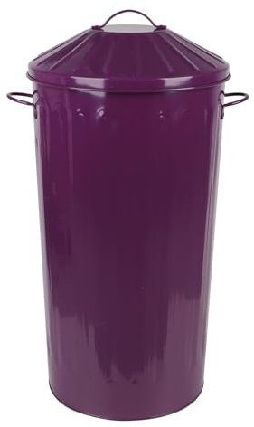 simpa 46L Colourful Vintage Style Metal Tapered Dustbins & Lids - Purple 70cm (H) x 33cm (Dia)
