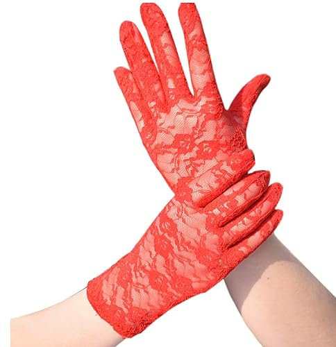 CHTME Damen Handschuhe Spitze 1 Paar Vintage Kurze Fäustlinge aus Spitze Netzhandschuhe Hochzeitshandschuhe Abendhandschuhe für Hochzeit Partykleid Perform Handschuhe Fischnetz Handschuhe
