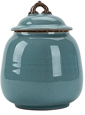 LVUNZJCA Keramik Teekanister Teeblattgläser Keramik versiegelte Gläser Teebox Teevorratsglas für Küche (Farbe : Blau, Size : 15.3x12.5cm)