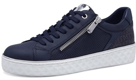 MARCO TOZZI Damen Sneaker flach mit Reißverschluss Vegan, Blau (Navy Comb), 40 EU