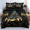 DXHOME Bettwäsche 135x200cm 4teilig Weihnachten Gold Schwarz Weihnachts Wintermotiv Weihnachtsmotiv Deckenbezug 3D Drucken Weiche Mikrofaser Bettbezüge mit Reißverschluss und 2 Kissenbezüge 80×80cm