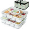 Artcome Bandeja dividida sellada con asa, 8 compartimentos y bolsa de transporte, ideal para organizar y transportar aperitivos y aperitivos, perfecta para comer al aire libre, picnics, barbacoas,