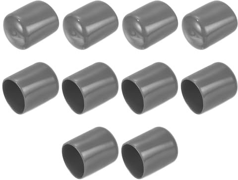 sourcing map 10pcs Rubber End Caps 22mm ID Vinyl Round End Cap Cover Screw Thread Protectors Dark Grey