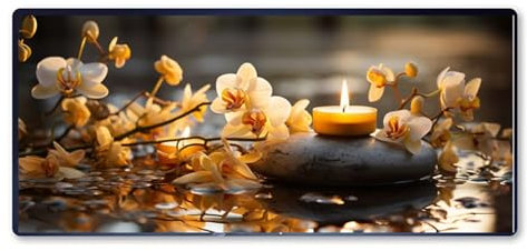 Gaming Mauspad Blume Mauspad XXL 1200 x 600 x 3 mm XXL Mousepad Kerze Mauspad Gaming Zubehör mit Anti Rutsch Basis Mouse Pad Wasserdicht und Langlebig für Maus und Tastatur, Home Decor, Geschenk