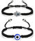 JEXOWIQ 2 pcs bracelets de protection contre le mauvais œil faits à la main,Cordon Tressé Bracelets Réglable Bracelets à œil Bracelet à vœux Protection Cadeau pour Ados Famille Amie