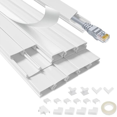 Kabelkanal Weiß Selbstklebend, 40cm Kabelschacht(10 STK-15x10 mm klein), Selbstklebend Weiss Mini zum Verstecken von Kabel, TV Kabelkanal für alle Netzkabel in Haushalt/Büro