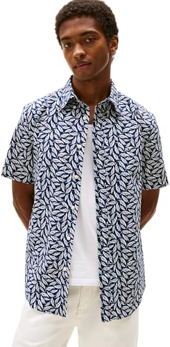Tommy Hilfiger Men’s Short Sleeve Linen Blend Print Shirt