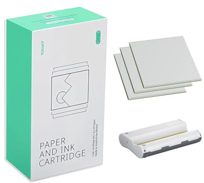 YOTON Papier photo brillant 4,0x6,0 Papier photo aux couleurs vives 54 feuilles et 1 cartouche d'encre, pour imprimante photo YP01