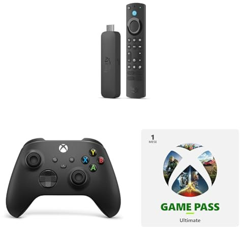 Controller Wireless per Xbox - Carbon Black + Amazon Fire TV Stick 4K Max + 1 Mese Game Pass Ultimate