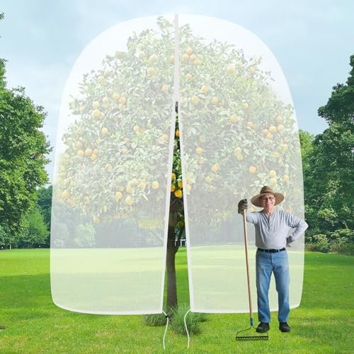 letesult Large 9 X 10Ft Fruit Tree Netting Bags, Tree Netting Cover with Zipper and Drawstring, Plant Mesh Net Blueberry Bush Bird Netting for Garden Protection Blueberry Bushes, Apple Tree, Tomatoes