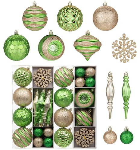 50er-Set Weihnachtskugeln Christbaumkugeln Kunststoff Weihnachtsdeko Weihnachtsbaum Dekoration Set Weihnachtskugel Weihnachtskugel Geschenkpaket für Weihnachtsbaum, Weihnachtshochzeitsfeier