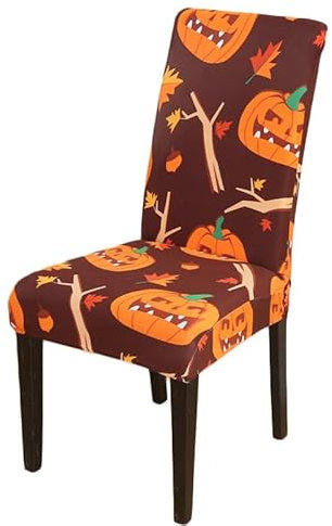 Zweig Stuhlhussen Braun Halloween Dekoration Universal Stuhlbezug,Stretch Stuhlhussen Für Esszimmerstühle, Abnehmbarer Waschbarer Stühle Schutz,Für Esszimmerstühle, Küche, Hochzeit, Bankett 4Er Set