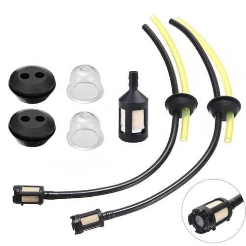 WUSJCOF 7 pezzi Kit Filtro Benzina Universale, Tubo Flessibile del Carburante, Tubo Benzina, Lampadina Primer, Guarnizione Gommata per Serbatoio, per Decespugliatore, Motosega, Tagliasiepi, Tosaerba