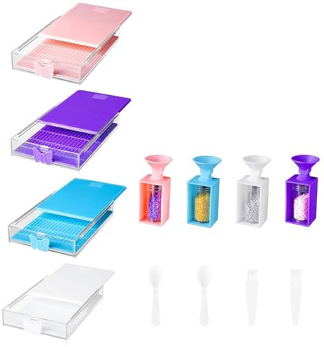Tebbomp 12-Pack Trabricks Stackable Diamond Art Trays with Lids, Diamond-Painting Art Kits for Adult for DIY Art Craft E