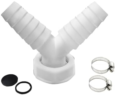 GAJUS 1 Stück Waschmaschinen-Doppelanschluss, Geschirrspüler 1 Zoll – Abflussadapter für Geschirrspüler und Waschmaschine – Y-Adapter mit 19-24 mm Einlassanschluss und DN 25 Auslassrohr