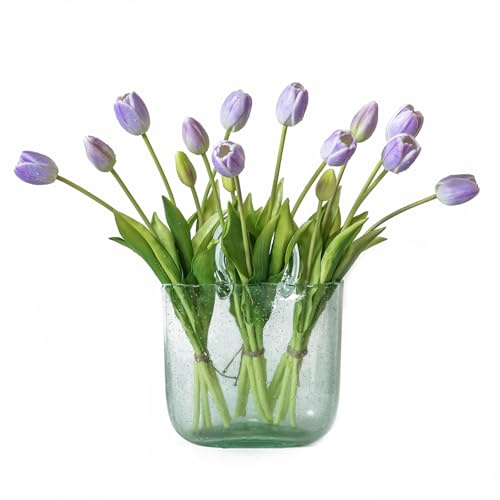 DUYONE Künstliche Tulpen Blumen, fühlen Sich echt an, Latexstrauß, künstliche Tulpen für Büro, Hochzeit, Party, Zuhause, Küche, Garten, Dekoration, B Lavendel, 15 Stück