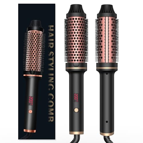38mm Thermal Brush Ionic Thermal Brushes, 120-200°C Double PTC Round Brushe Heated Curling Iron Temp, Heat Brush, Volumative Thermal Brushes, Create Root Volume & Loose Curls