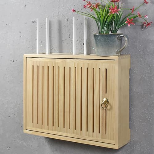 Nordivo Wandmontierte WLAN Box Versteck, WLAN Router Aufbewahrungsbox, Holzrouter Regal, Router Schrank für Büro und Zuhause(Brown,L42*32cm/16.5 * 12.5in)