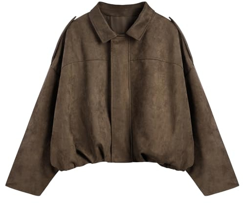 BSBUY bomberjacka dam mocka utseende mocka jacka dam överdimensionerad fritidsjacka i vintage stil jacka dam mjuk avslappnad design med bomberjacka motorcykeljacka för höst vår