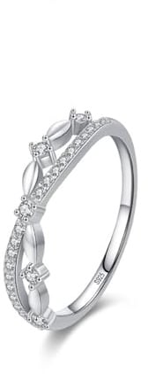 Ayoiow Kreuz Ring für Damen Sterlingsilber Zirkonia, Kreuz Und Biene 925 Silber Ringe mit Steinen für braut, 60 (19.1), Geeignet für Geburtstag