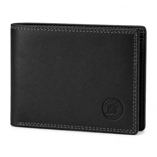 Geldbeutel Männer aus Büffelleder in Geschenkbox Portemonnaie Herren Geldbörse Herren Leder Braun Brieftasche Herrengeldbeutel - Frederic Johns - Modell Wood