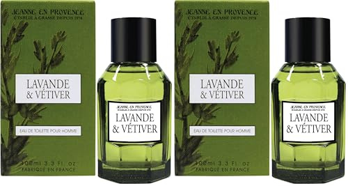 JEANNE EN PROVENCE - Eau De Toilette Homme - Parfum Lavande Et Vétiver - Ingrédients D'Origine Naturelle - Fabriqué En France - Flacon 100 ml (Lot de 2)