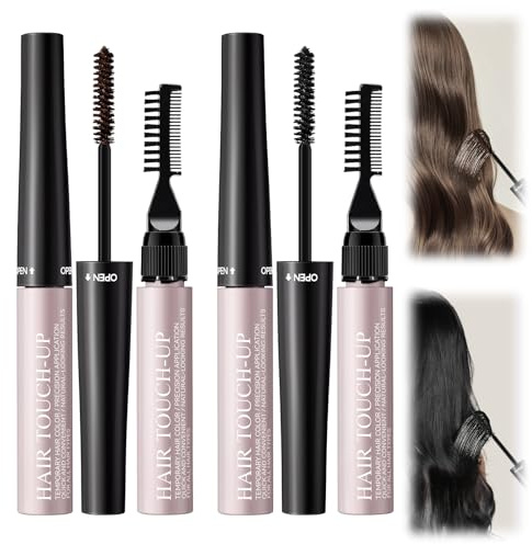 2 Piezas Retoca Raices Ritocco Capelli Bianchi 2 en 1, Retoca Raices Temporaneo Diseño de Doble Cabezal Efecto Natural Cubierta Instantánea Fácil Uso para Hombre Mujer Negro Marrón Oscuro