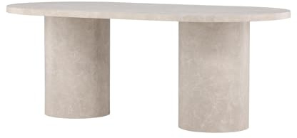 FURNLUX Esstisch Oval, 200x100x75 cm, Marmor Grau Dekor, MDF Material, Narvik Kollektion
