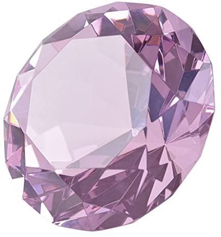LONGWIN 100mm(3.9) W Crystal Diamond Paperweight Ornament Home Venue Decorations Solid Color Pink