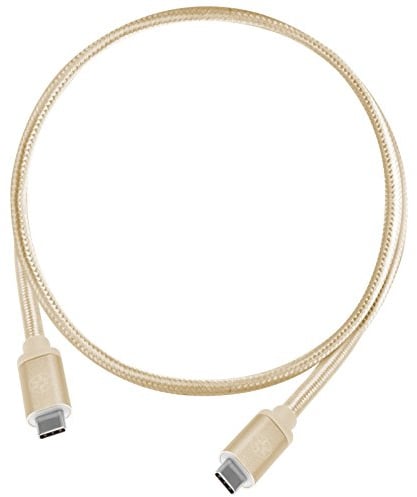 SilverStone SST-CPU06G-500 - Reversible USB Kabel, USB 3.1 Gen 2 Typ C auf Typ C, extrem haltbar durch Mantel aus Nylongeflecht, für Mobiltelefone und Speichergeräte, 0.5 meter, gold
