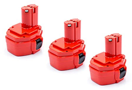 vhbw 3X Batterie Compatible avec Makita 6281DWPE, 6281D, 6280DWAE, 6333D, 6280DWALE, 6280D, 6271DWAE Outil électrique (1500 mAh, NiMH, 14,4 V)
