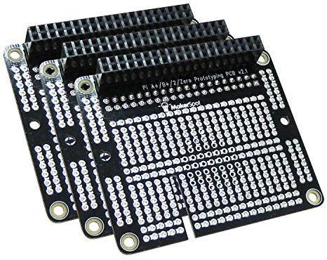 Raspberry Pi 3 Prototyping Board Proto Breadboard HAT by MakerSpot Soldered with Female Pin Connector PCB for Raspberry Pi 2 Pi 3 A+ B+ (3 Pack)