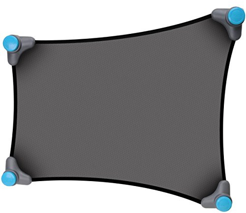 Munchkin Stretch-to-Fit Car Window Sun Shade, Provides Maximum UVA UVB Protection, Push-lock Suction for Superior Grip, Stretchy for Custom Fit, Black