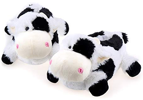 Onmygogo Tierhausschuhe Damen Hausschuhe mit Tierdesign (41-44 EU, Schwarze Kuh)