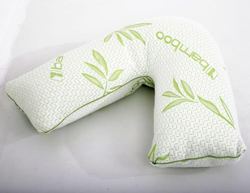 ARLINEN Bamboo Memory Foam V Shaped Pillow for Nursing Mothers, Multi-functional Shredded Memory Foam V Shaped Pillow with Removable Cover.