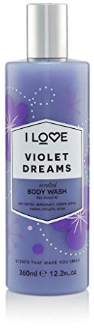 I Love Violet Dreams Scented Body Wash, Rich & Creamy Foam Which Contains Natural Fruit Extracts, Includes Pro Vitamin B5 For Moisturised & Silky Smooth Skin, CrueltyFree & VeganFriendly 350ml