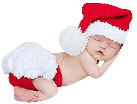 xwanli Baby Fotografie Prop Häkeln Weihnachten Kostüm Santa Elf Hut Caps Windel Gestrickte Zweiteilige Outfit Set