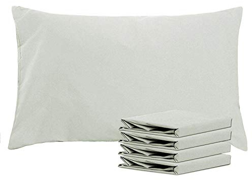 NTBAY 4 Pack Brushed Microfiber Standard Pillowcases, 50x75 cm, Light Grey | Microfiber Plain Pillow Cases with Envelope Closure, Soft and Cosy, Wrinkle, Fade, Stain Resistant, Machine Washable