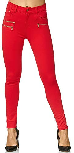 Elara Damen Stretch Hose Skinny Fit Jegging Chunkyrayan H86-10 Rot 42 (XL)