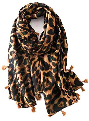 Micoop Women's Chic Leopard Pattern Scarf Long Large Animal Print Shawl Wrap (Brown)