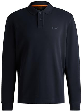 BOSS Herren Petempestolong Poloshirt aus Baumwoll-Mix mit Waffelstruktur