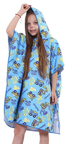 Xlabor Poncho da bagno per bambini, in microfibra, ad asciugatura rapida, accappatoio con cappuccio, telo doccia, asciugamano per nuoto, surfing, spiaggia, immersioni, costume da bagno