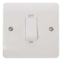Click 45A 1 Gang Single Cooker Switch Double Pole With White Rocker White PVC