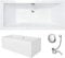 VBChome Badewanne 155 x 70 cm Acryl SET Schürze Siphon Acrylwanne Wanne Rechteck Weiß Design Modern Wannenfüßen Ablaufgarnitur Chrome