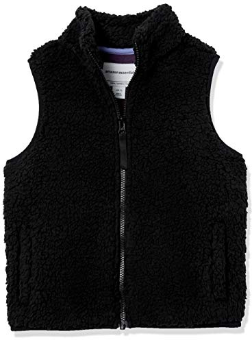 Amazon Essentials Gilet in Pile Sherpa con Tasche Bambine e Ragazze, Nero, 6-7 Anni