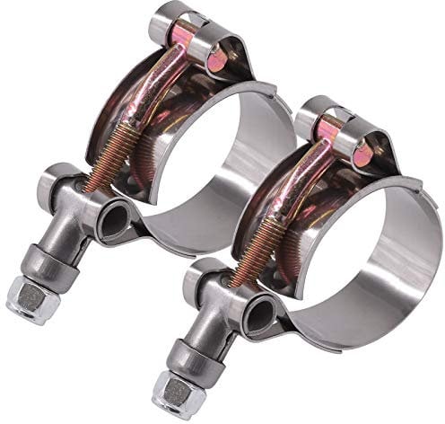 Glarks - Morsetti per tubo flessibile in acciaio INOX, 32-37 mm, con attacco turbo