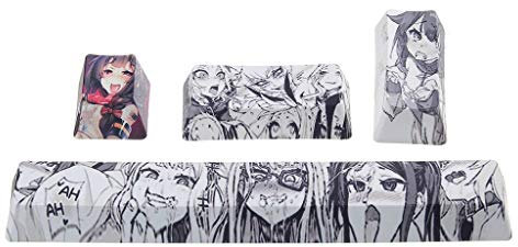 TSBB 4Pcs Japanese Anime PBT Space Keycaps Ahegao 6.25U ESC Spacebar Caps Tastiera