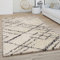 Paco Home Hochflor Teppich Wohnzimmer Schlafzimmer Boho Skandinavisch Shaggy Modern Rautenmuster, Grösse:160 cm Rund, Farbe:Creme Anthrazit 4