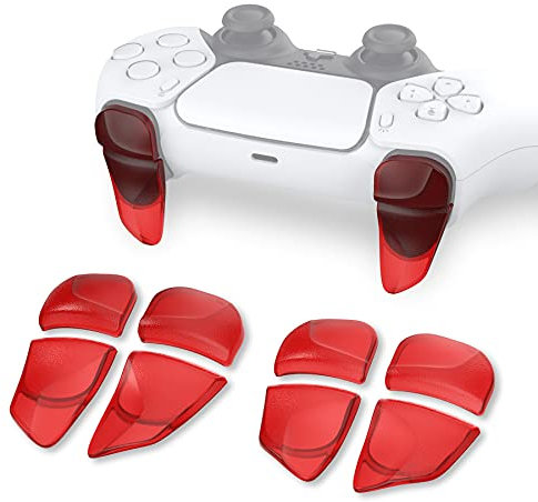 PlayVital 2 Pares de Gatillo Extensor para ps5 Control Extensores de Disparo Mejora del Juego Gatillos Bumper Trigger para ps5 Mando Grips Extender Botón para ps5-Transparente Rojo