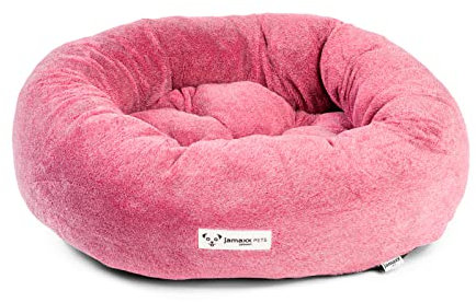 JAMAXX® Deluxe Hundebett 60cm Donut Hundekörbchen Deluxe Faux-Pelz hochwertig HundeSofa flauschig Wash - Hundekorb rund für kleine Hunde Katzen, Hundekissen Brillante Trend Farben PDB2083 Dark-Salmon